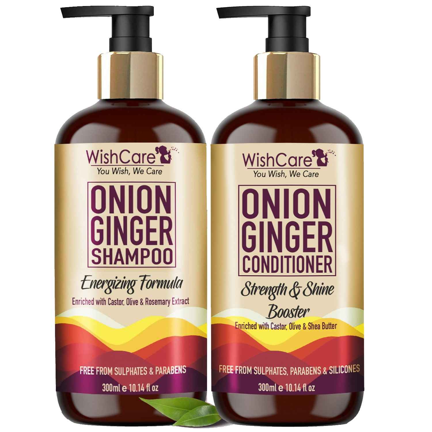 Buy WishCare Red Onion Ginger Shampoo & Conditioner Kit - Free from Mineral Oils, Sulphates & Parabens (Shampoo + Conditioner) - Purplle