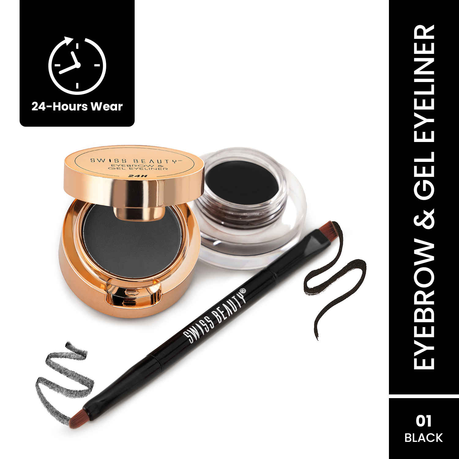 Buy Swiss Beauty Eyebrow & gel Eyeliner 2 in 1 -1-7 gm - Purplle