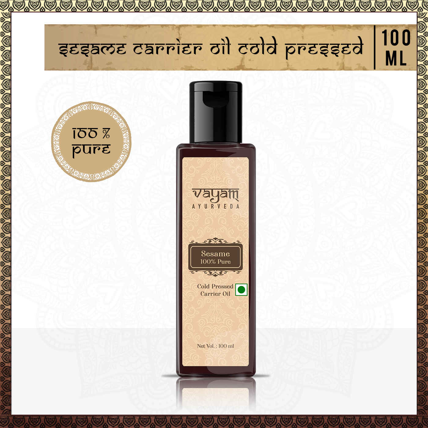 Buy Vayam Ayurveda 100% Pure Sesame Coldpressed Carrier Oil (100 ml)| Ayurvedic | Natural | Herbal | Pure | Sulphate free | Paraben Free - Purplle