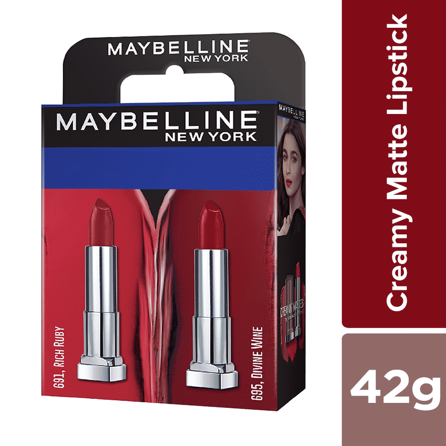Buy Maybelline New York Creamy Matte Pack of 2 - Rich Ruby & Divine Wine - Purplle