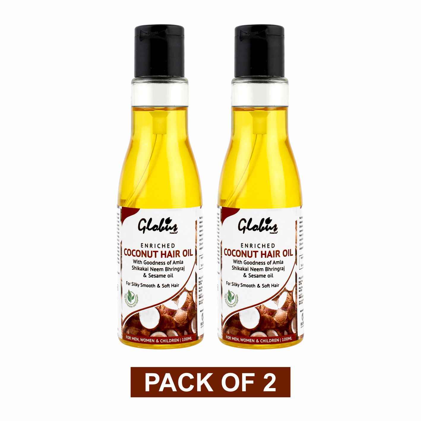 Buy Globus Naturals Enriched Coconut Hair Oil With Goodness Of Amla Shikakai Neem Bhringraj & Sesame Oil (100 ml) Pack Of 2 - Purplle