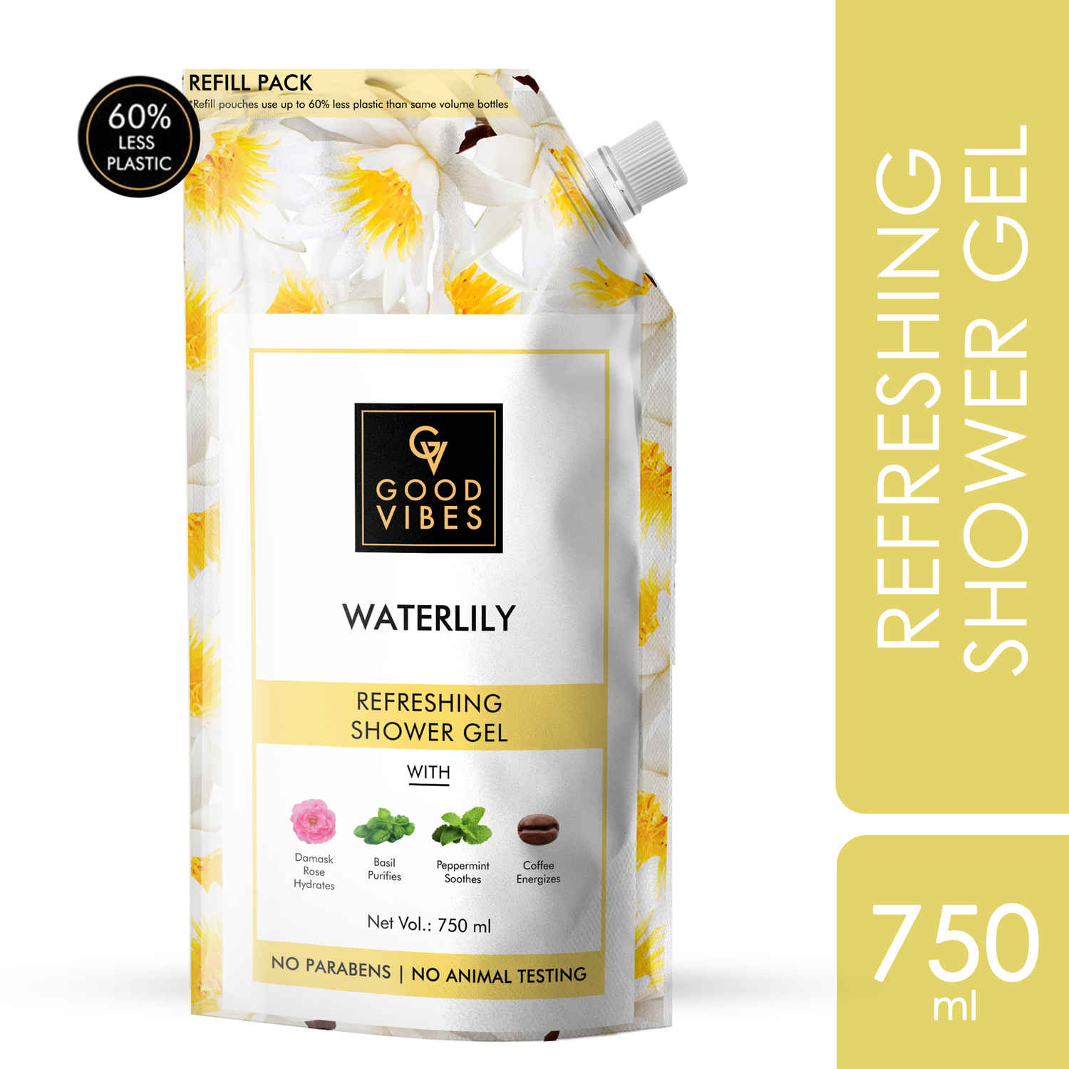 Buy Good Vibes Refreshing Shower Gel (Body Wash) - Waterlily value pack -( 750 ml) - Purplle