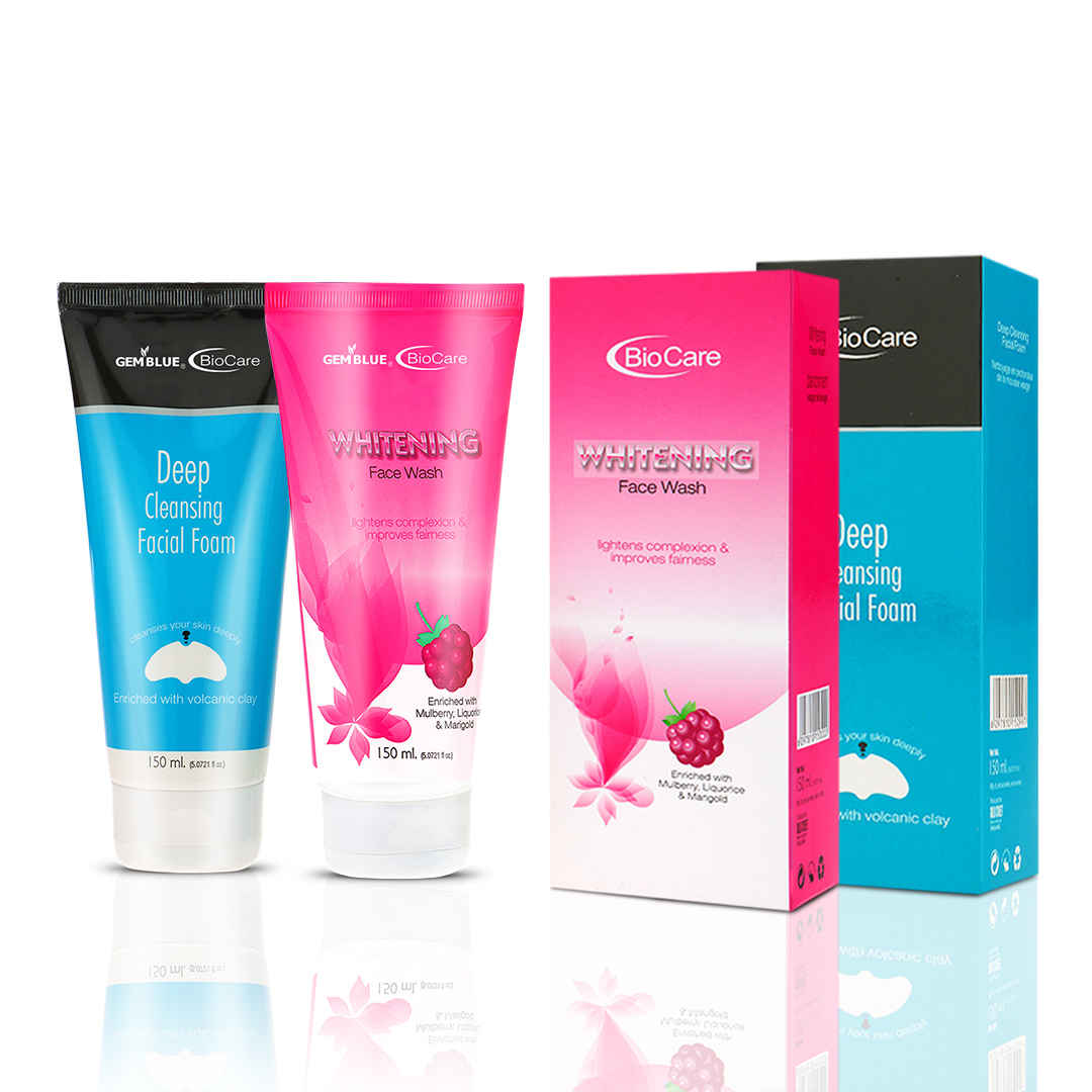 Buy Gemblue Biocare Deep Cleansing Facial Wash, (150 ml)+Gemblue Biocare Whitenning Face Wash, (150 ml) - Purplle