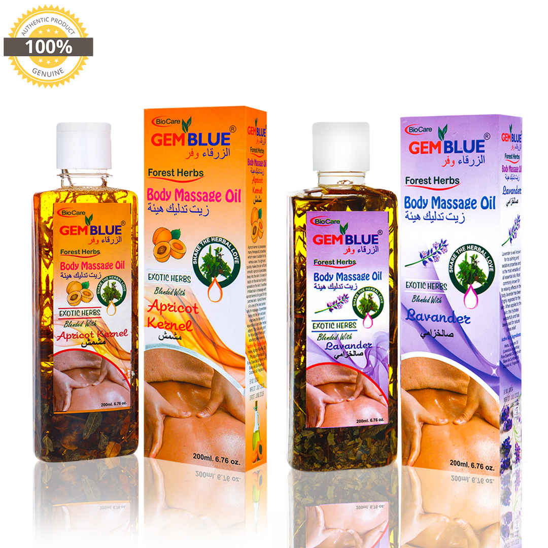 Buy Gemblue Biocare Apricot Massage Oil (200 ml)+ Lavender Massage Oil (200 ml) - Purplle