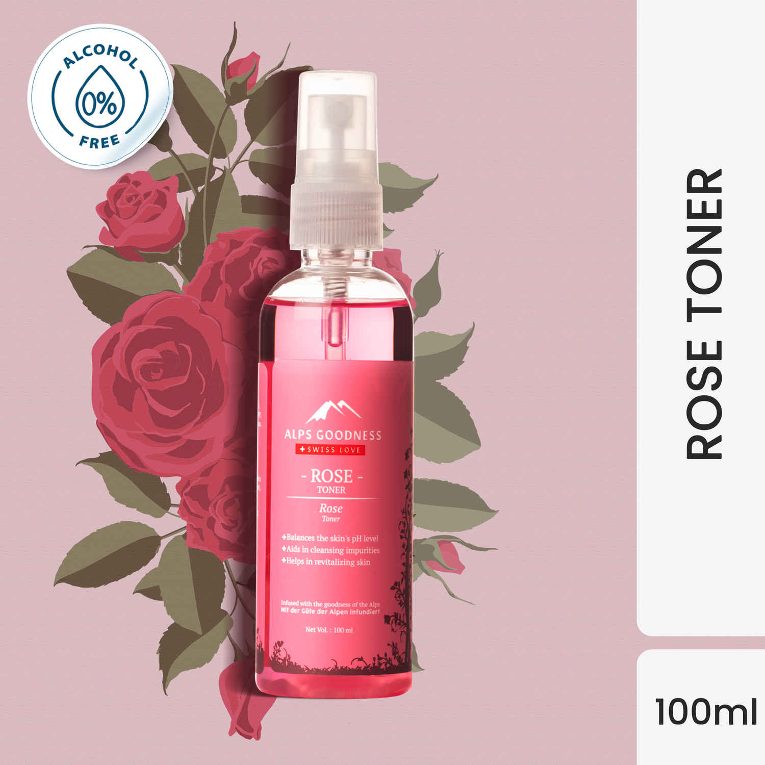 Buy Alps Goodness Toner - Rose (100 ml)| Toner for Sensitive Skin| Pore Tightening Toner| Rose Toner - Purplle