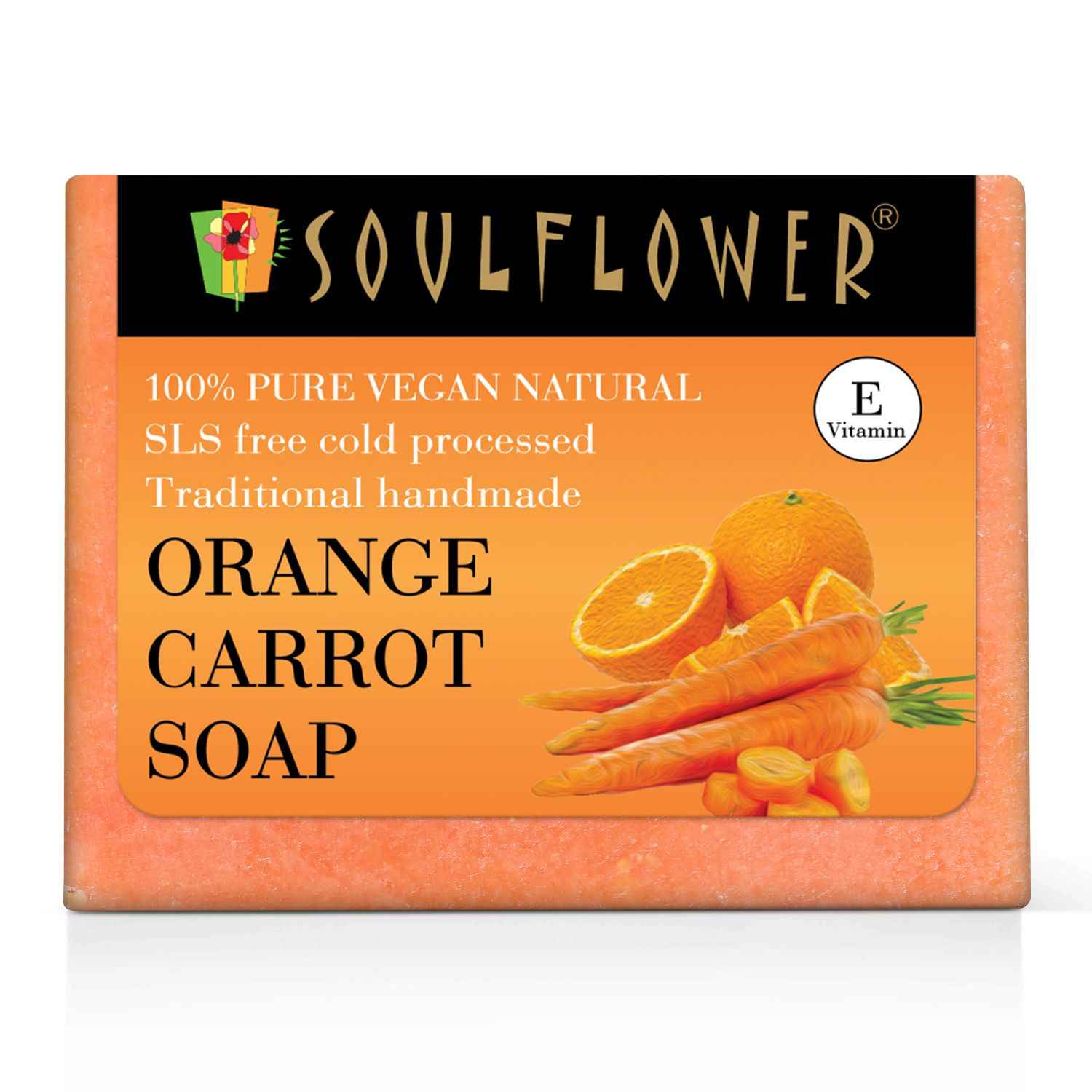 Buy Soulflower Orange Carrot Soap for clear & revitalized skin, 100% Pure & Natural, SLS Free, Cold Processed, 150g - Purplle