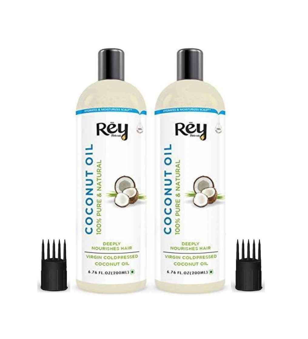 Buy Rey Naturals Cold Pressed Coconut Oil For Hair And Skin - 100% Pure & Natural (400 ml) - (200 ml X 2) - Purplle