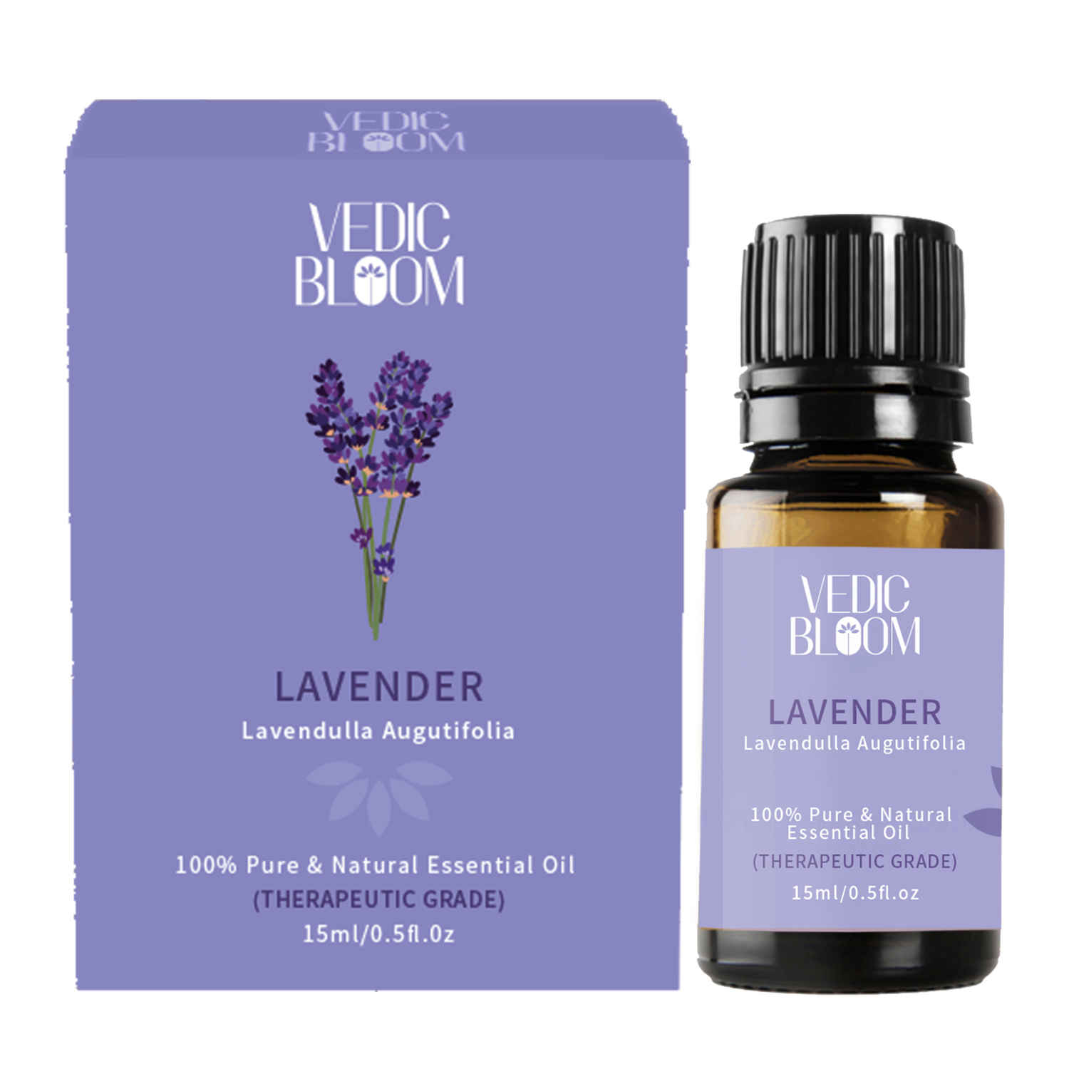 Buy Vedic Bloom Lavender Essential Oil, 100% Pure and Natural Steam Distilled Therapeutic Grade (15 ml) - Purplle