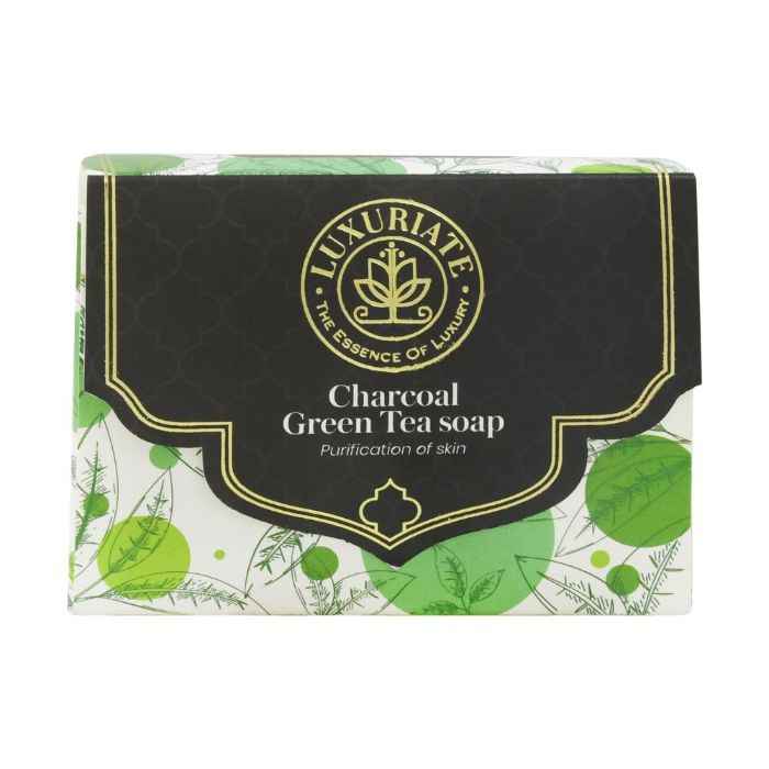 Buy LUXURIATE Naturally Beautiful Handmade Activated Charcoal and Green Tea Soap for Clear Skin Anti Acne and Tan Removal for Men and Women,(125 g) - Purplle