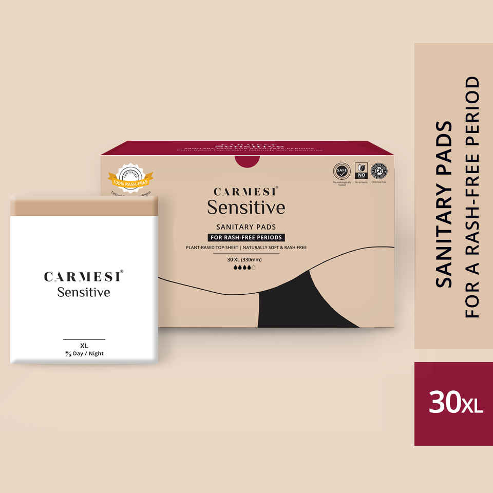 Buy Carmesi Sensitive - Sanitary Pads for Rash-Free Periods (30 XL) - Purplle