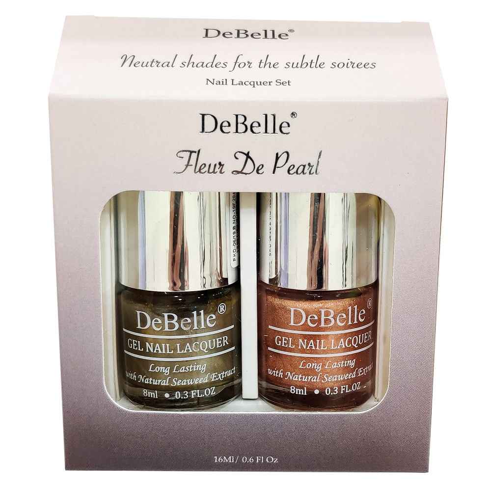 Buy DeBelle Nail Polish Set Fleur De Pearl Gift Combo Set Of 2 - Roseate Gold (Metallic Rose Gold) and Rustique Gold (Metallic Rust Gold) 8 ml each - Purplle