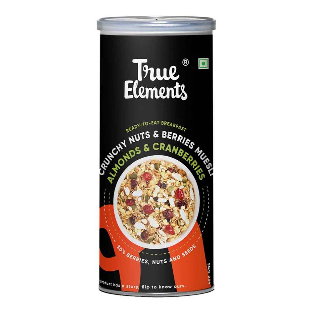 Buy True Elements Crunchy Nuts & Berries Muesli, with Almonds and Cranberries Anti ageing, acne free skin, Rich in antioxidants(400 g) - Purplle