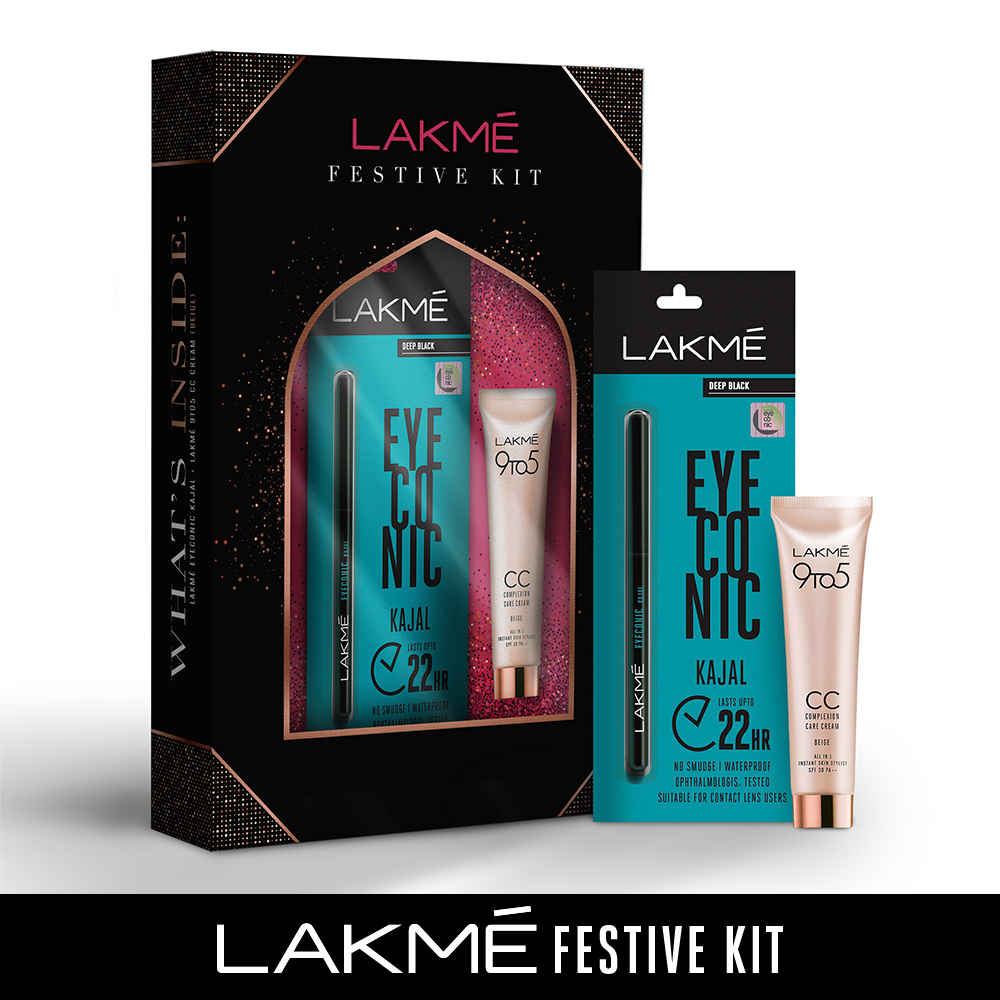 Buy Lakme Festive Kit- Lakme 9 to 5 CC Cream Beige (20 g) & Lakme Eyeconic Kajal (0.35 g) - Purplle