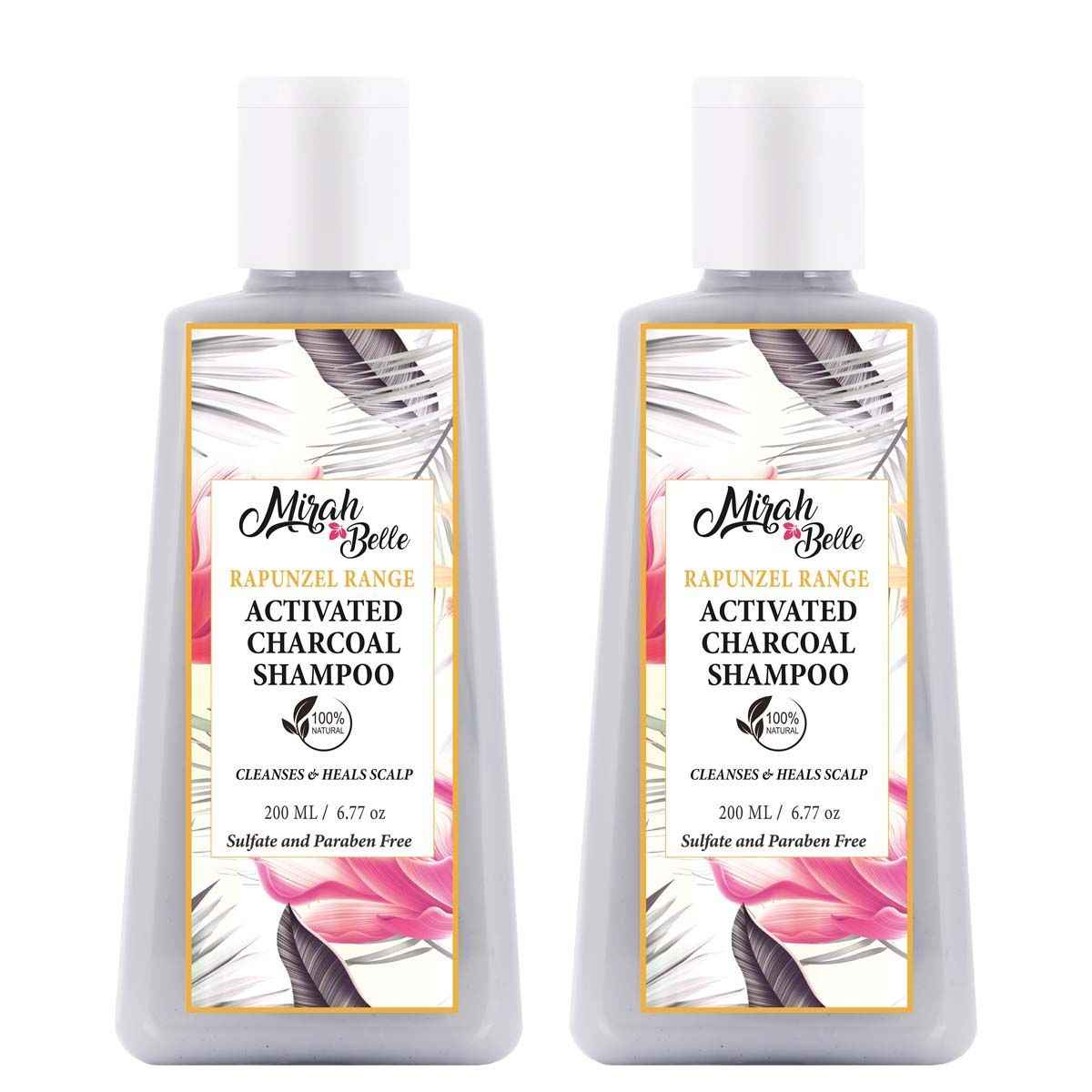 Buy Mirah Belle Natural & Organic Activated Charcoal Shampoo (Pack of 2 200 ml) Cleansing & Healing Scalp Infections Sulfate & Paraben Free, 400 ml - Purplle