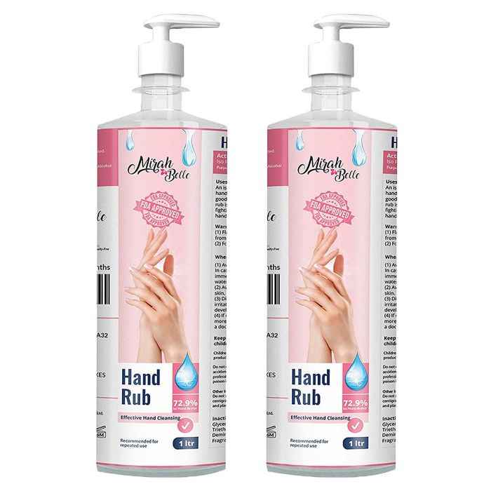 Buy Mirah Belle Hand Rub Sanitizer Spray (1000 ML) Hand Sanitizer FDA Approved (72.9% Alcohol) Best for Men, Women and Children Sulfate and Paraben Free 1 Ltr Bottle With Dispenser Pump - Purplle