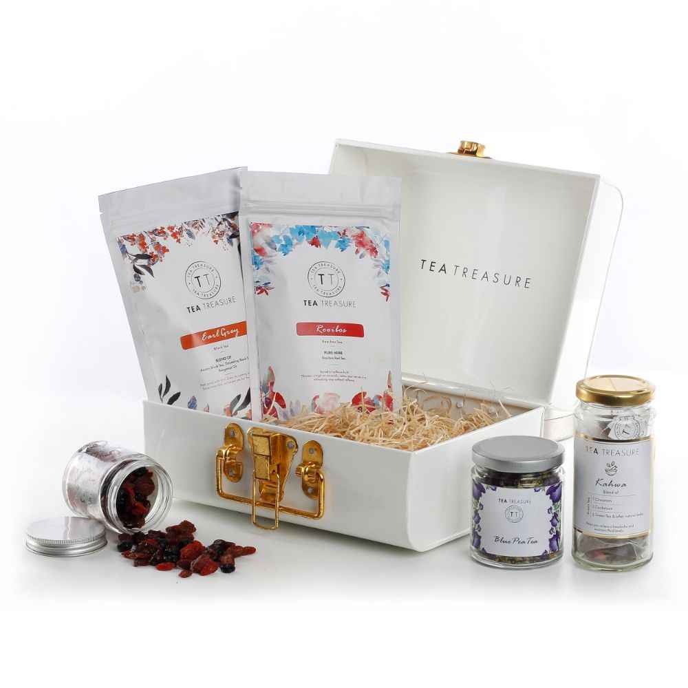 Buy TeaTreasure Signature Collection Tea Trunk Gift Chest - Stainless Steel Hamper for Tea Lovers - Purplle