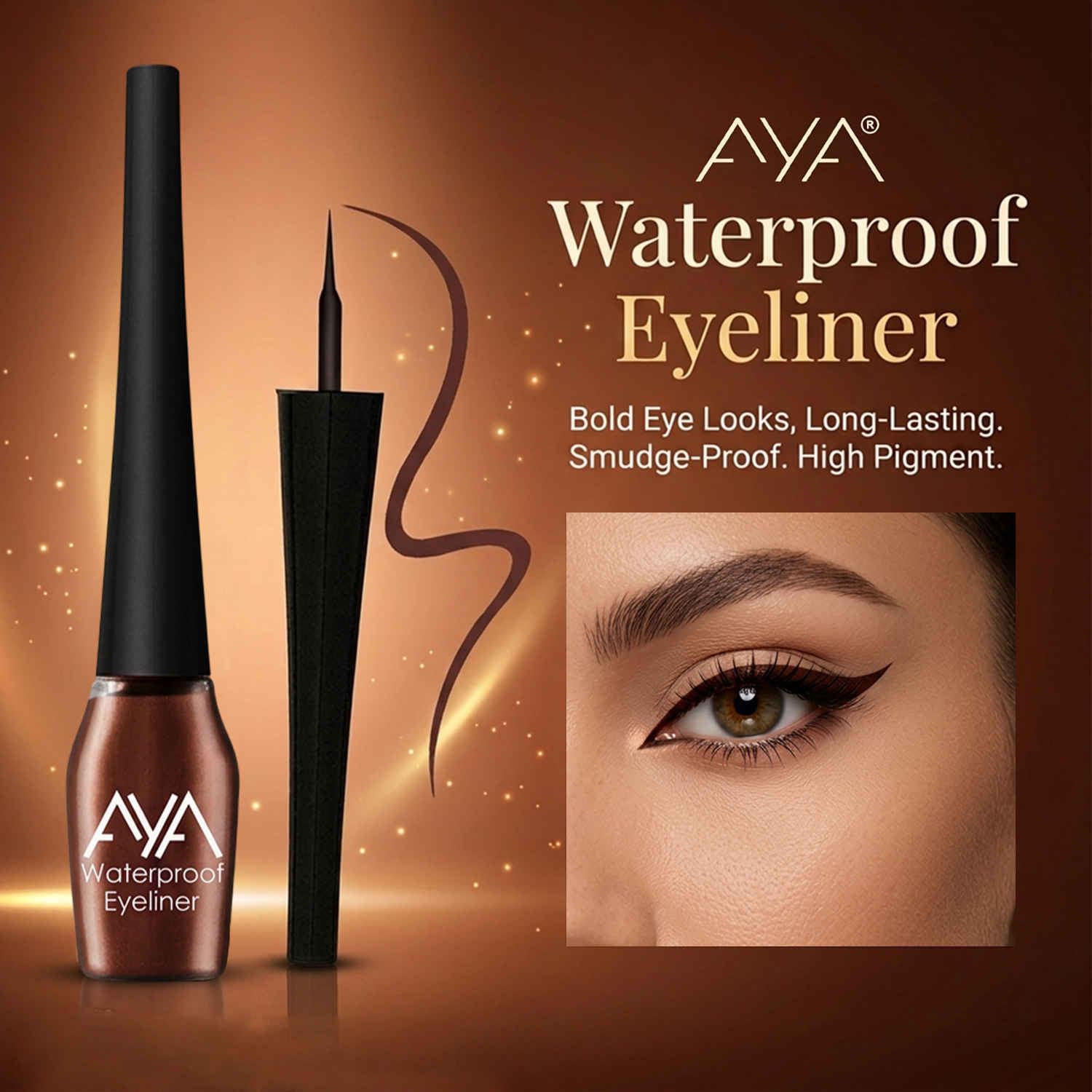 Buy AYA Waterproof Eyeliner, Brown (5 ml) - Purplle
