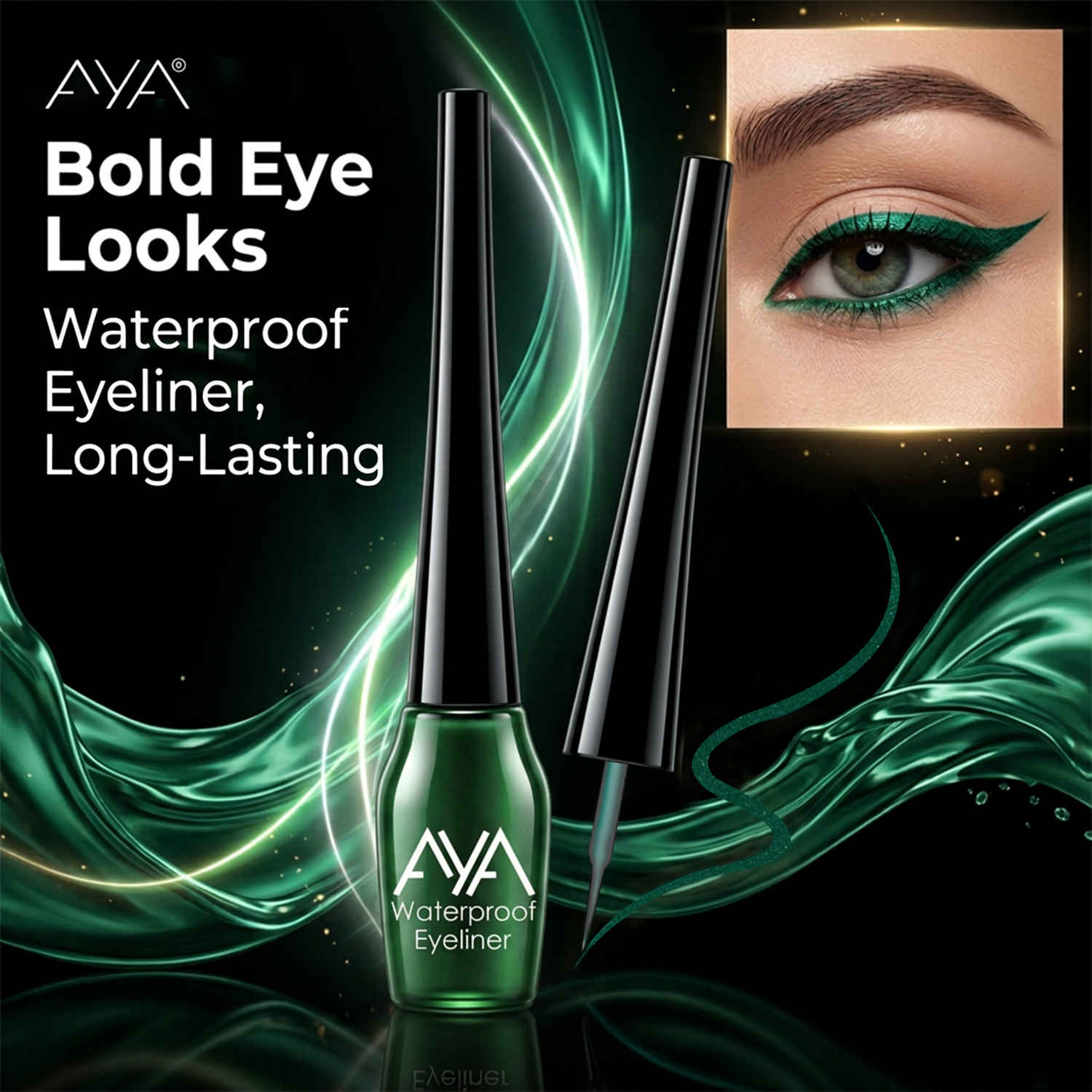 Buy AYA Waterproof Eyeliner, Green (5 ml) | Intense Color Payoff | Long Lasting | Smudgeproof | Precise Application | Travel Friendly - Purplle