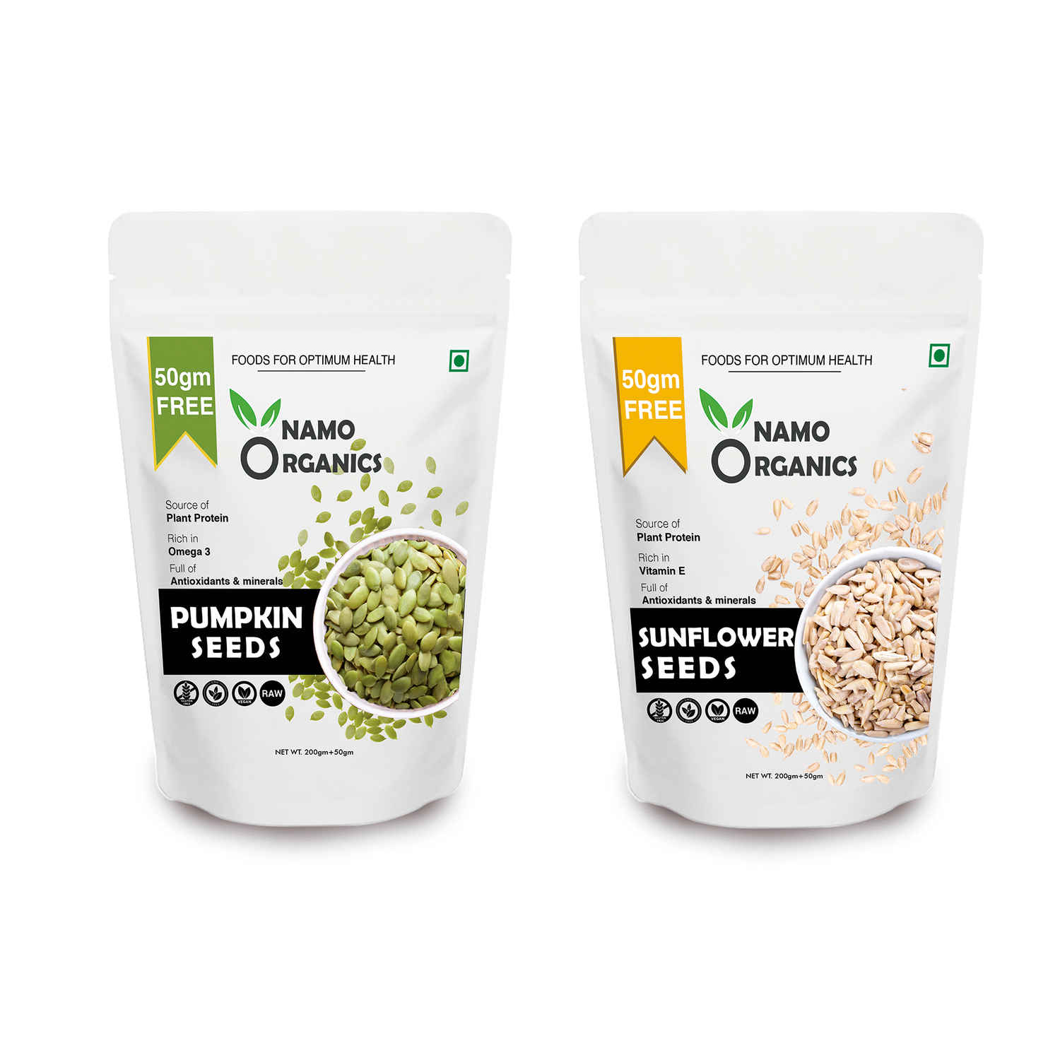 Buy Namo organics Raw Pumpkin & Sunflower Seeds 500 Gm for eating & weight loss ( PACK OF 2 ) - Purplle