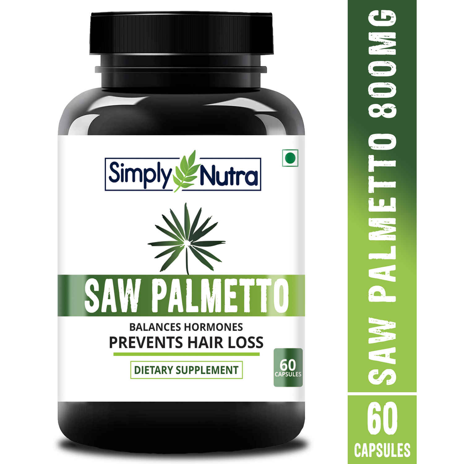 Buy Simply Nutra Saw Palmetto Serenoa Repens 100% Natural Extract 800mg for hair growth- 60 veg capsules (1) - Purplle