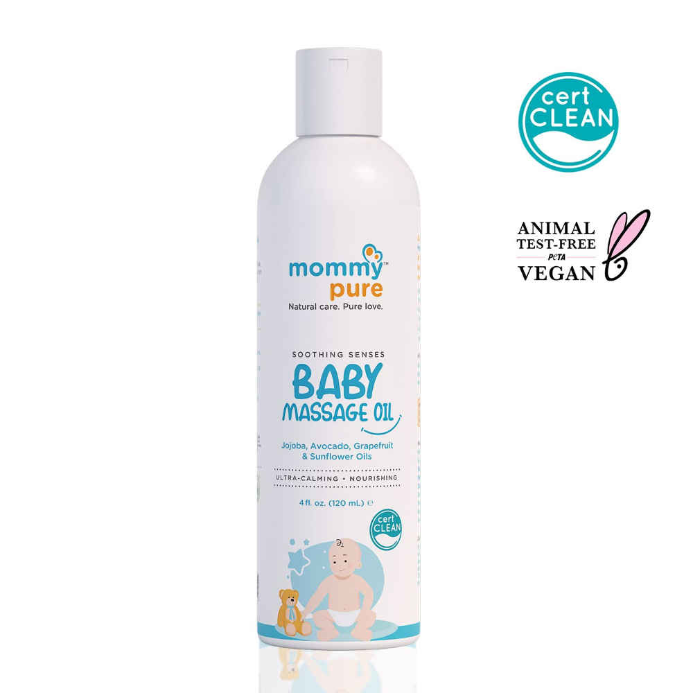 Buy MommyPure Soothing Senses Baby Massage Oil| Natural, Strengthens Muscles & Bones| Dermatologically Tested (120 ml) - Purplle