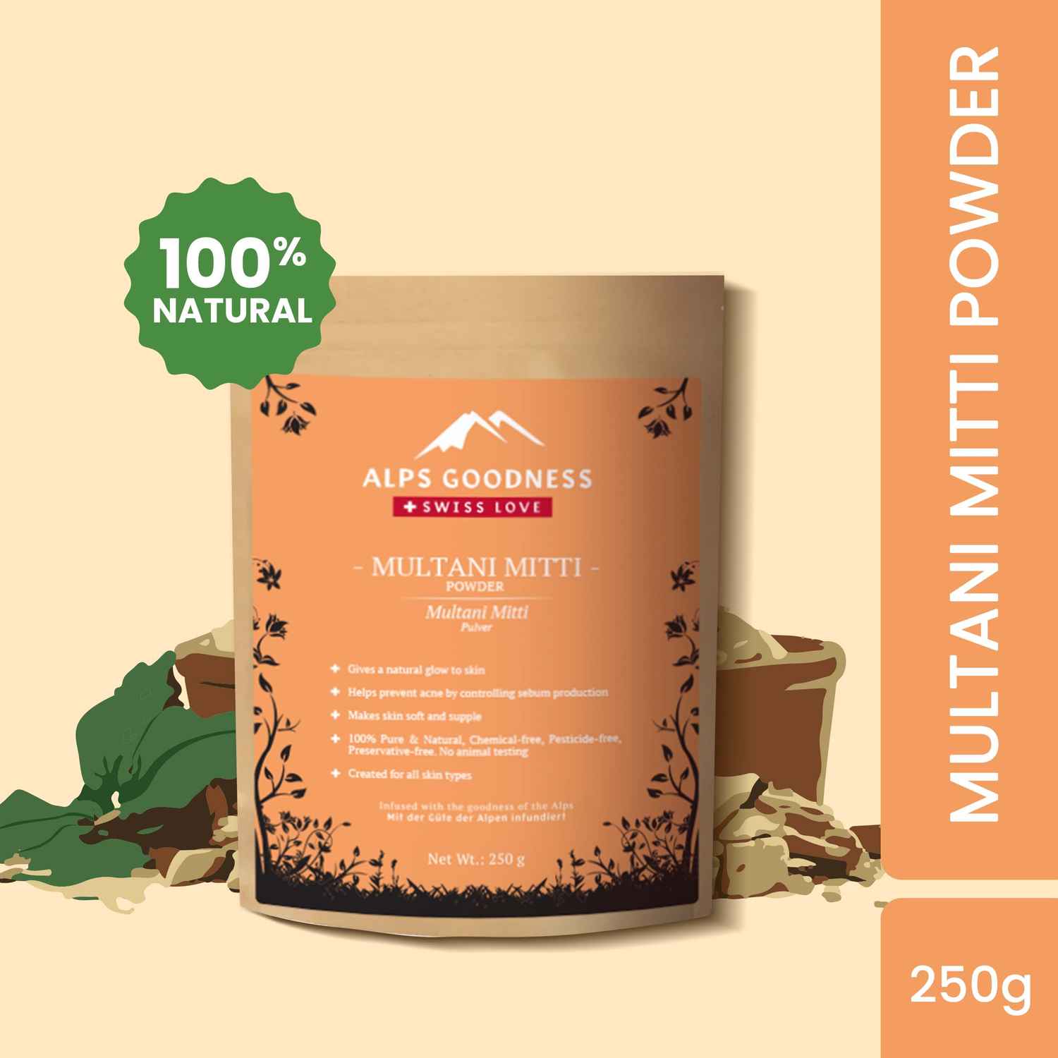 Buy Alps Goodness Powder - Multani Mitti (250 g)| Fuller's Earth| 100% Natural Powder | No Chemicals, No Preservatives, No Pesticides| Hydrating Face Mask - Purplle