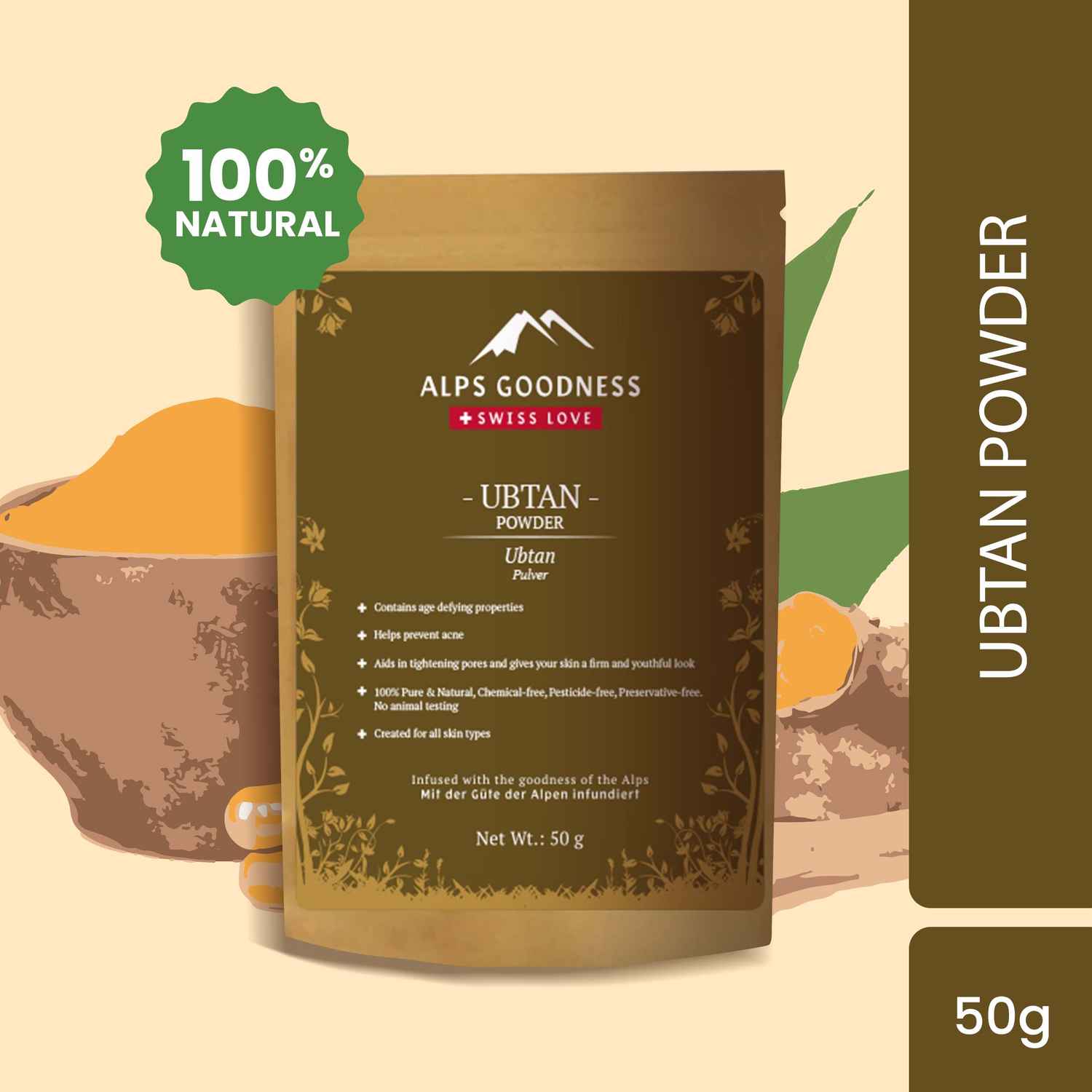 Buy Alps Goodness Powder - Ubtan (50 g) | 100% Natural Powder | No Chemicals, No Preservatives, No Pesticides | Detan Face Pack | Tan Removal Face Pack - Purplle