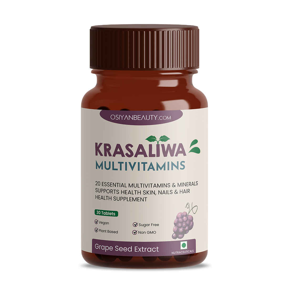 Buy Krasaliwa Multivitamin & Minerals Tablets with Grape seed Extract, Biotin, Zinc and more for complete health.Pack of 1 (30 Tablets) - Purplle