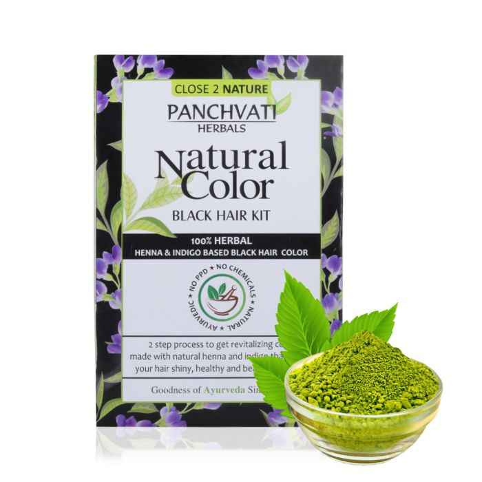 Buy Panchvati Ayurvedic & Organic Black Hair Color Kit made with Henna & Indigo - Purplle