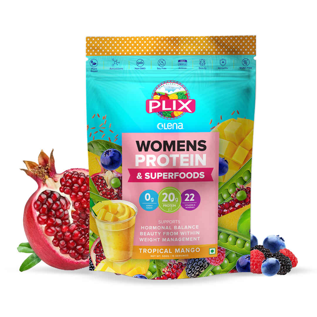 Buy PLIX Women's Protein Powder For Hormonal Balance | 500g Pack Of 1 (Mango) | Aids Weight Management | Helps Prevent PCOS | Promotes Healthy Hair And Skin - Purplle