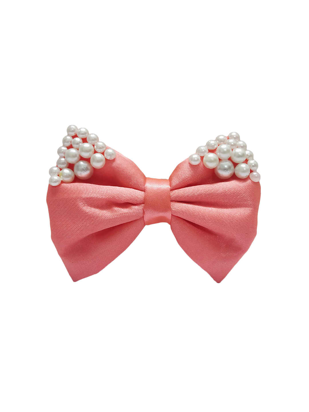 Buy ONE on ONE Bow Pearly Hair Clip for Women, Girls and Baby Girls, Neon Peach - Purplle