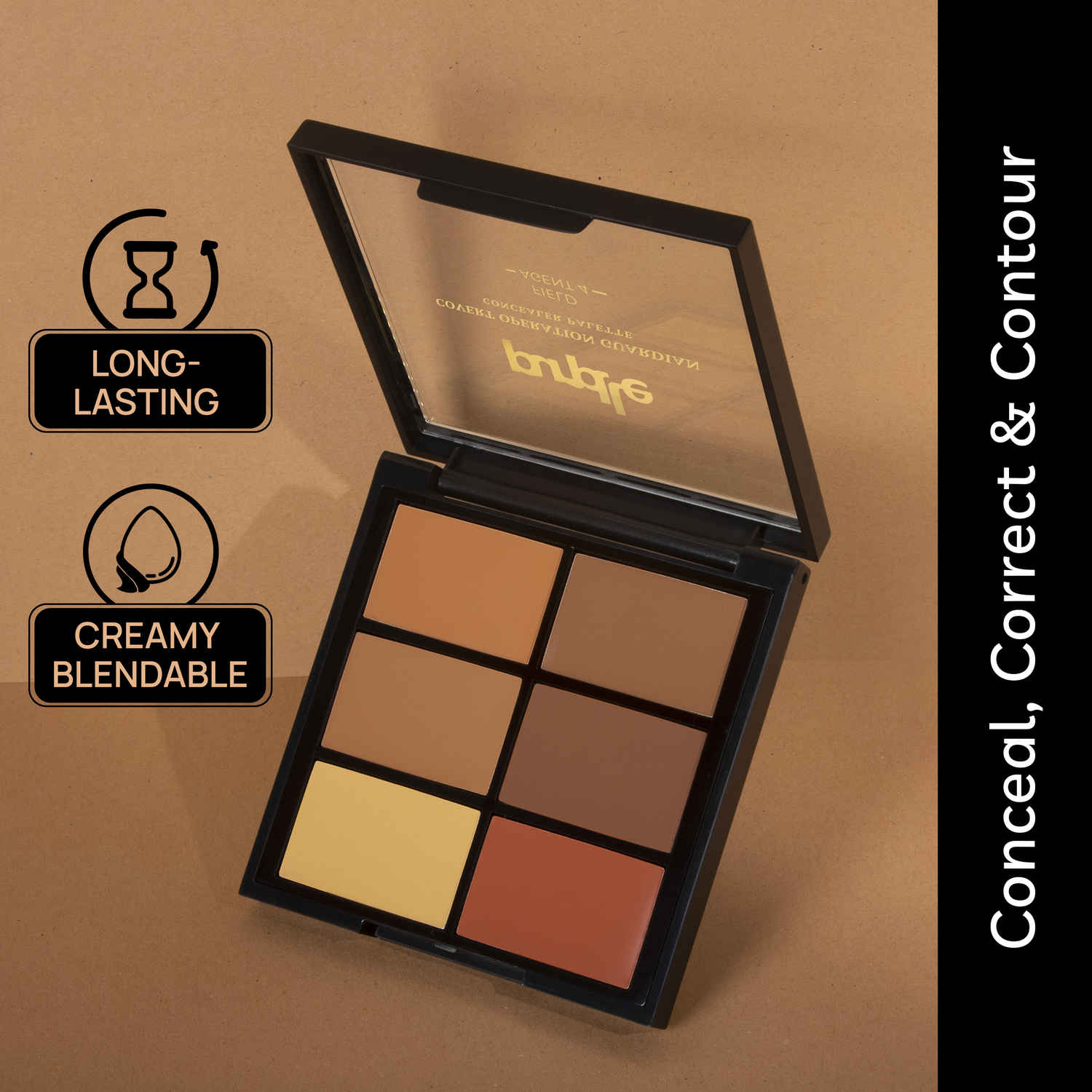 Buy Purplle Concealer Palette Covert Operation Guardian | Dusky Skin| Medium to buildable coverage | Cruelty Free| Conceal, Contour, Colour Corrector| Matte - Field Agent 4 (12 g) - Purplle