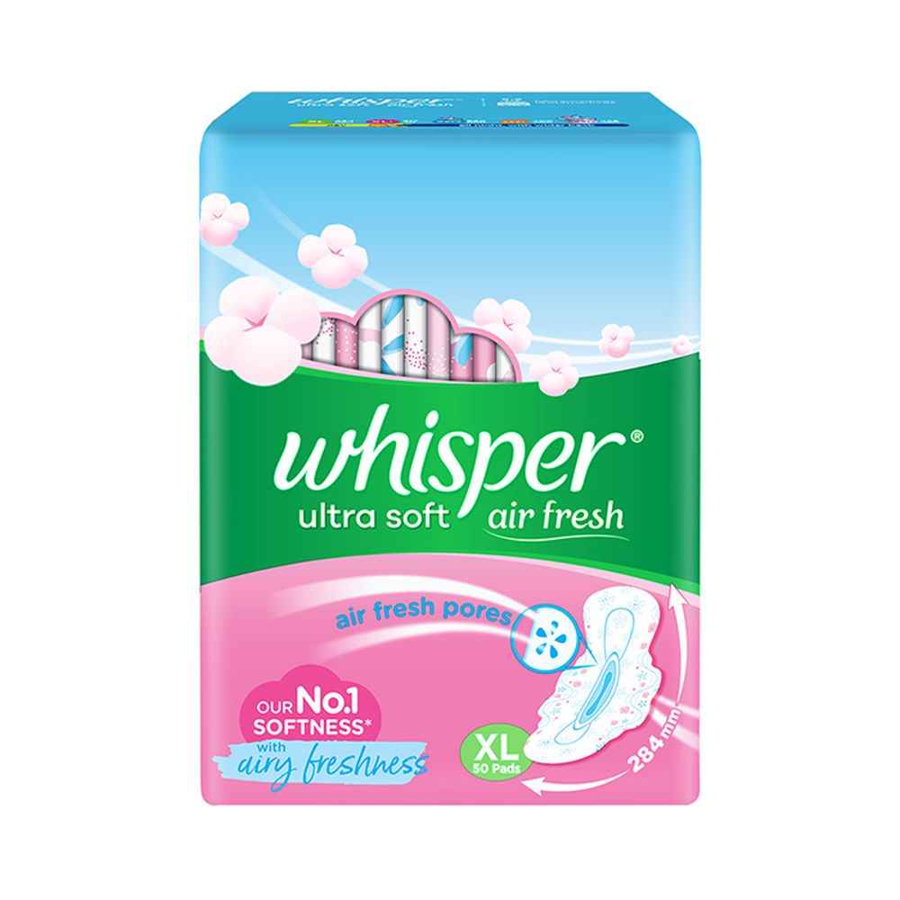 Buy Whisper Ultra Soft Sanitary Pads - 50 Pieces (XL) - Purplle