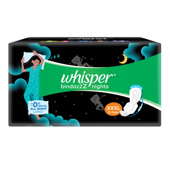 Buy Whisper Bindazz Nights XXXL 10s Sanitary pads for Women - Purplle