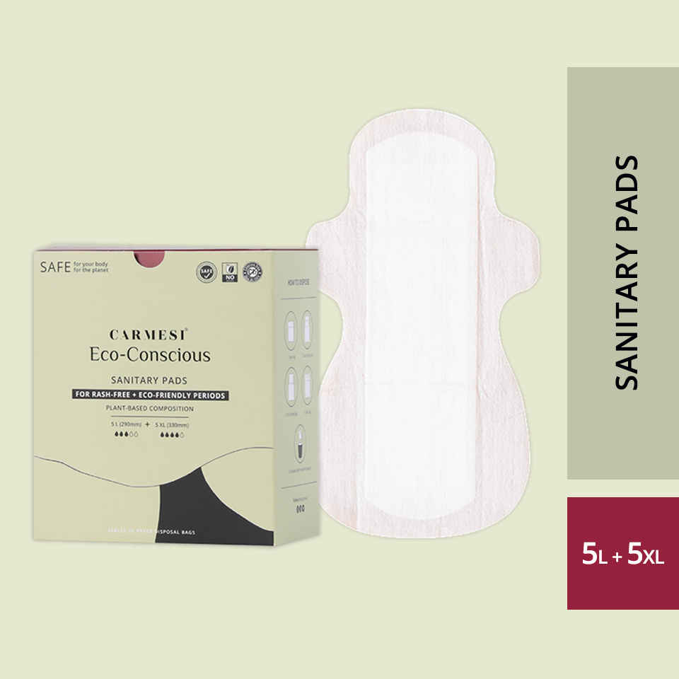 Buy Carmesi Eco-Conscious - Sanitary Pads for Rash-Free + Eco-Friendly Periods (5 Large + 5 XL) - Purplle