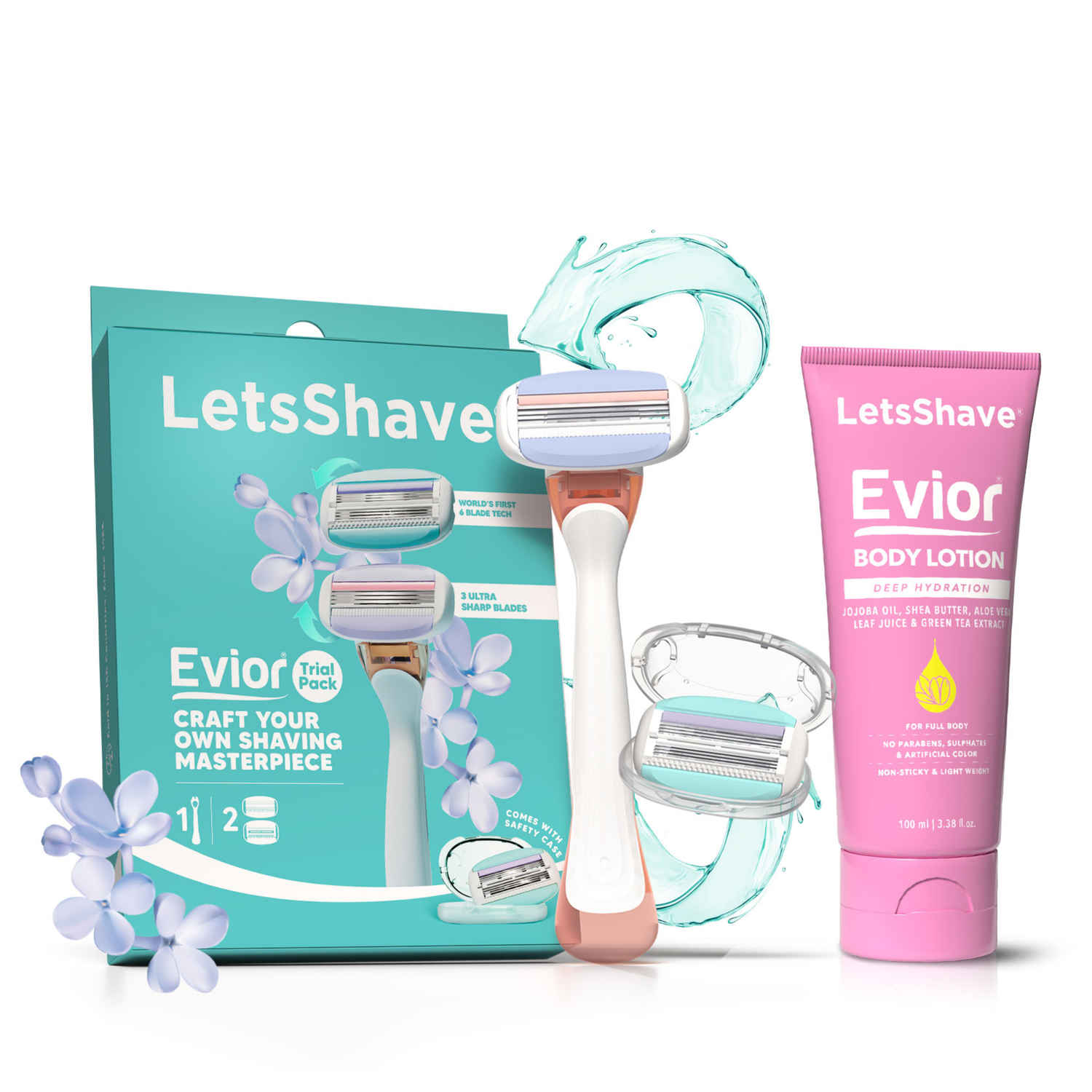 Buy LetsShave Women Evior 6 Body Hair Removal Razor Shaving Kit Pack of 6 - Purplle