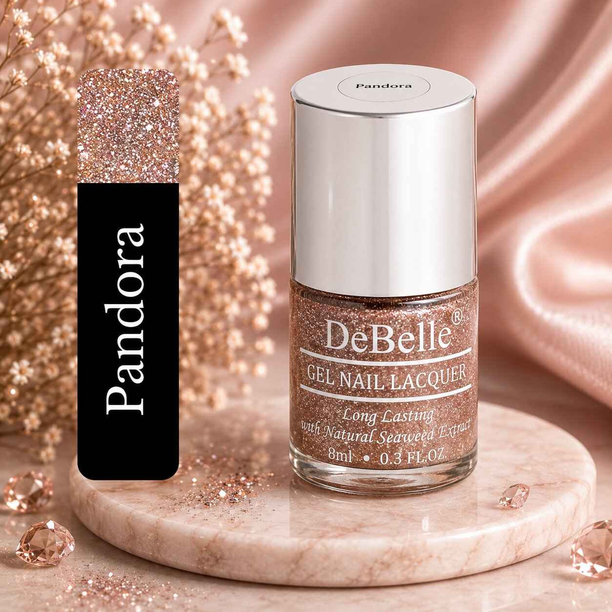 Buy DeBelle Gel Nail Lacquer Pandora (Blush Rose Gold Glitter) - (8 ml) - Purplle