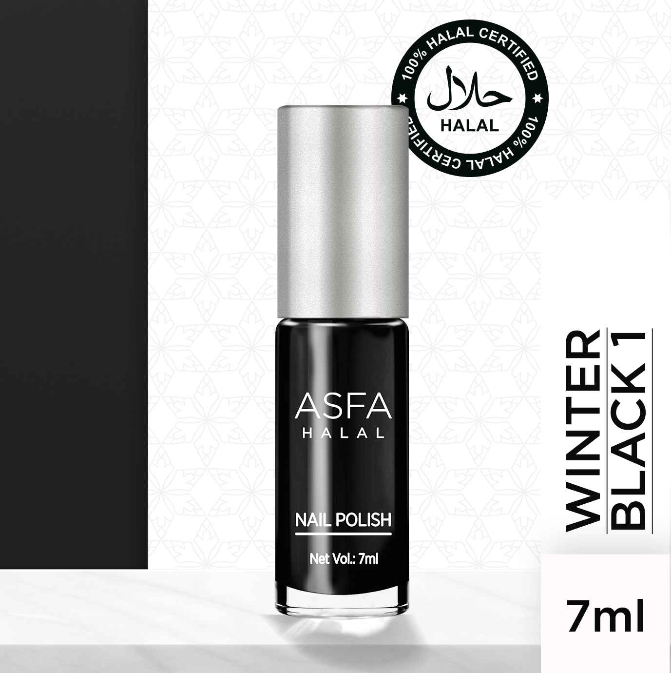 Buy Asfa Halal Nail Polish, Matte , Winter Black 1, (7 ml) - Purplle