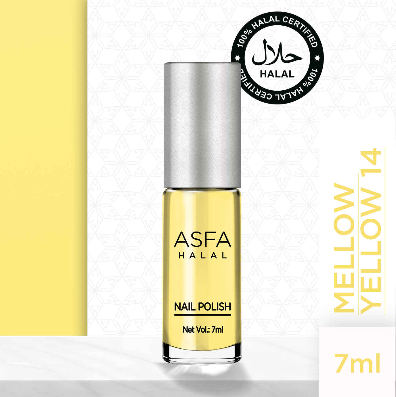 Buy Asfa Halal Nail Polish, Matte , Mellow Yellow 14, (7 ml) - Purplle