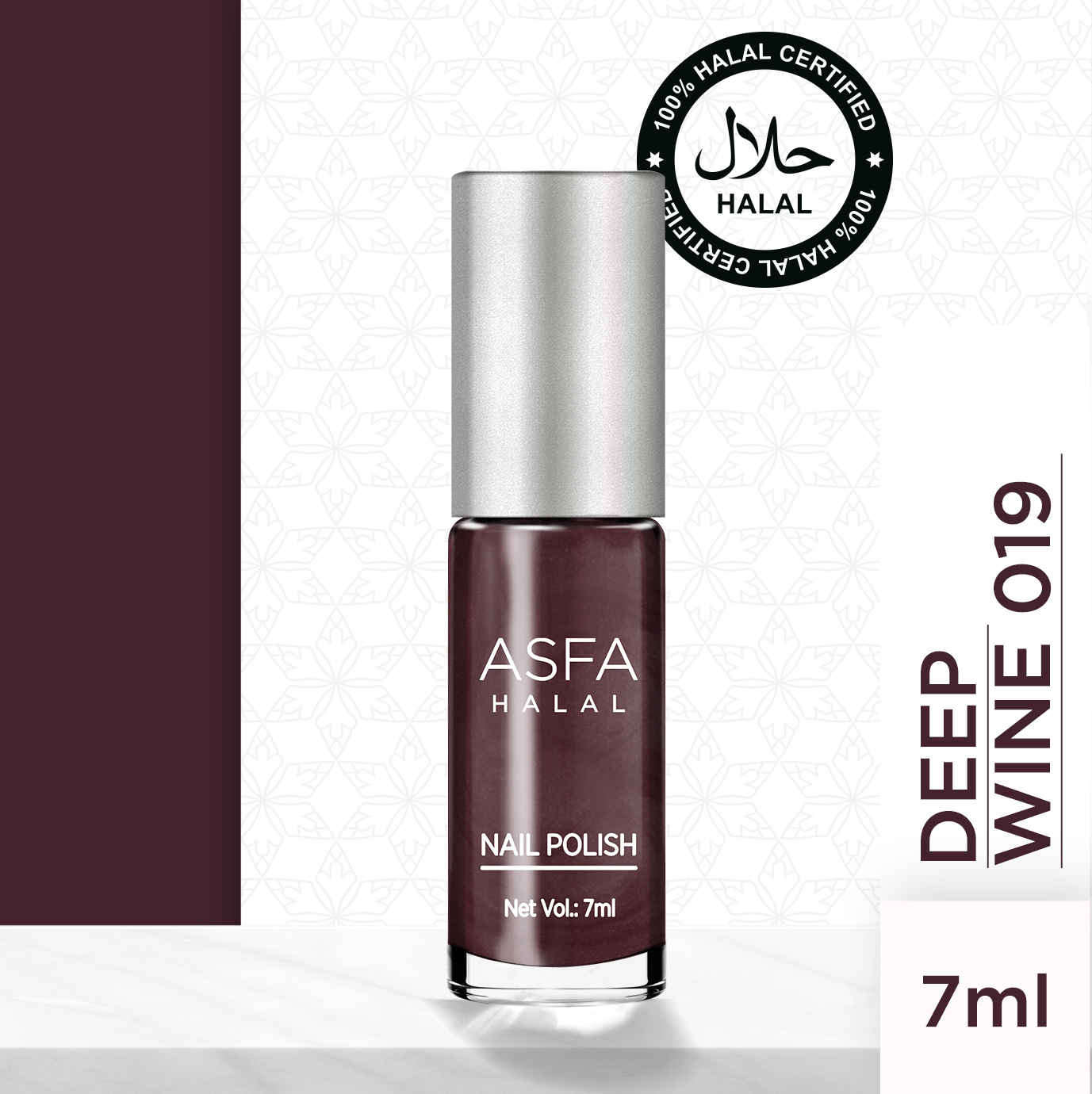 Buy Asfa Halal Nail Polish, Creame Matte , Deep Wine 019, (7 ml) - Purplle