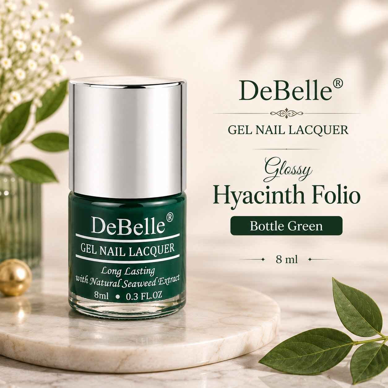 Buy DeBelle Gel Nail Lacquer Glossy Hyacinth Folio - Bottle Green, (8 ml) - Purplle