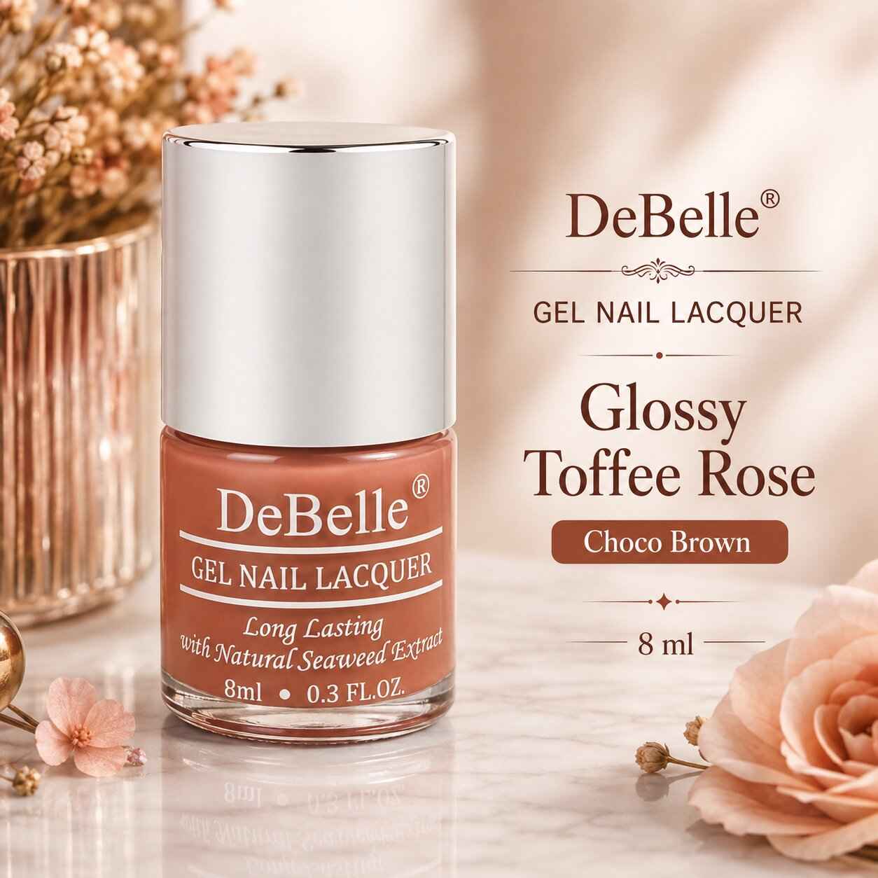 Buy DeBelle Gel Nail Lacquer Glossy Toffee Rose - Choco Brown, (8 ml) - Purplle