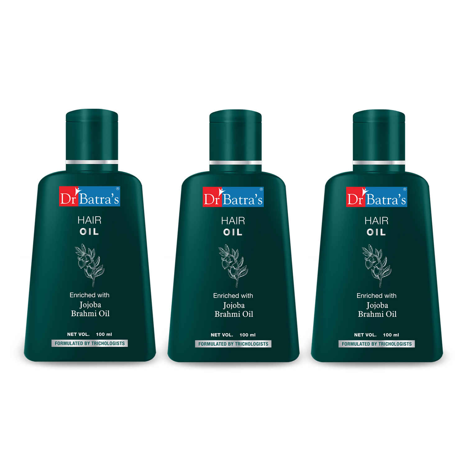 Buy Dr Batra’s Hair Oil. Non-Sticky Formula. Nourishes Scalp. Supports Hair Growth. Contains Jojoba, Brahmi extracts. Suitable for men and women. 100 ml (Pack of 3) - Purplle