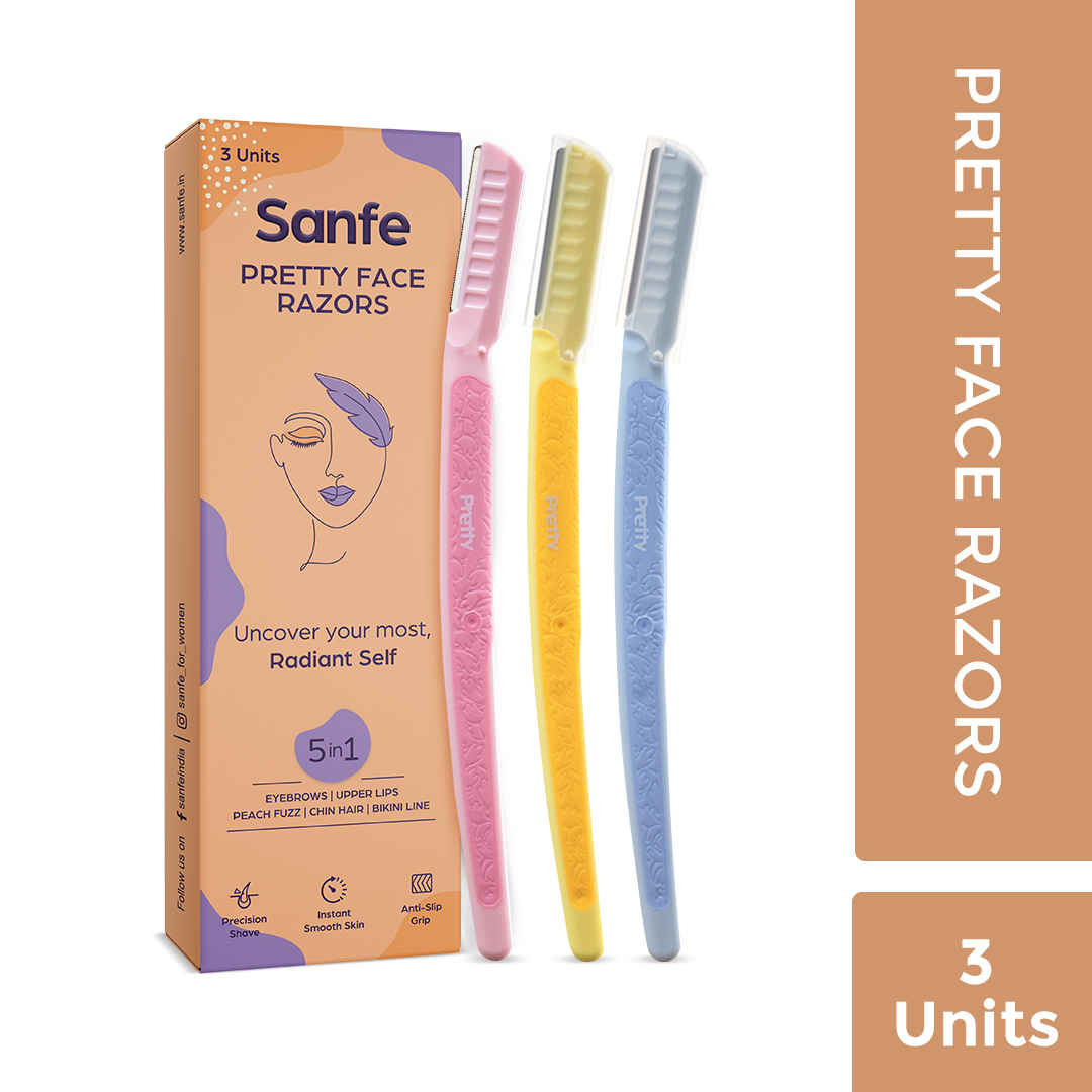 Buy Sanfe Reusable Pretty Face & Eyebrow Razor for Women Painfree Facial Hair Removal (3 units) - Purplle