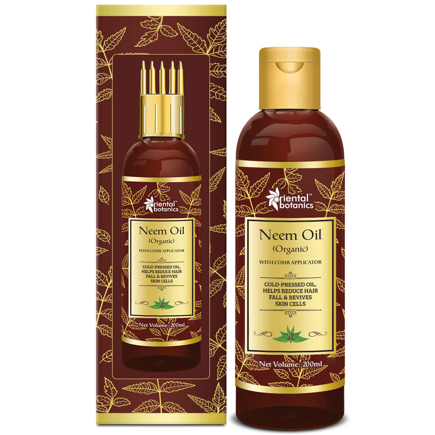 Buy Oriental Botanics Organic Neem Oil 200ml for Hair and Skin Care - With Comb Applicator - Pure Oil with No Mineral Oil, Silicones - Purplle