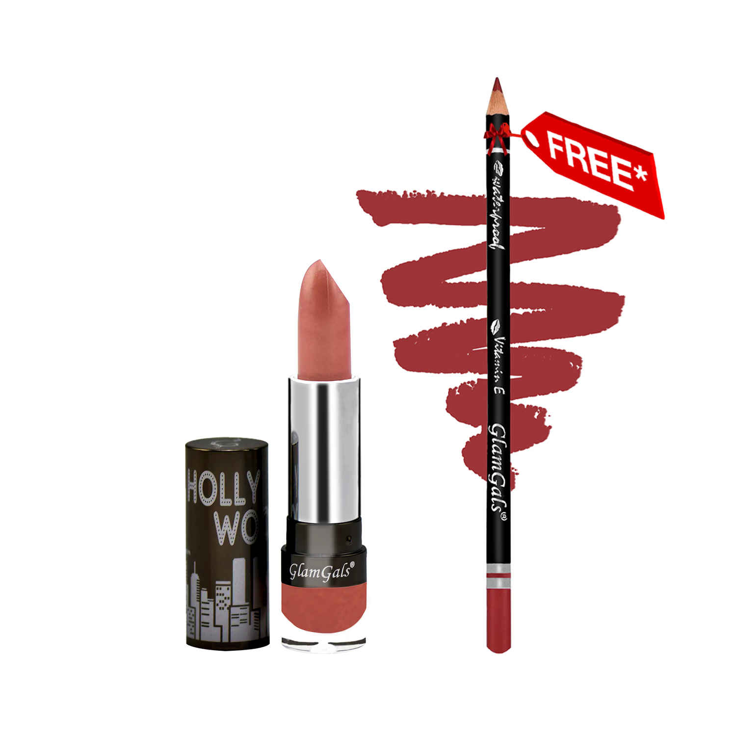 Buy Buy Glamgals Hollywood-U.S.A High Definition Lipstick Cream Finish Bronze 3.5Gm & Get Lip Liner Pencil Free "- HL05-LL01 - Purplle