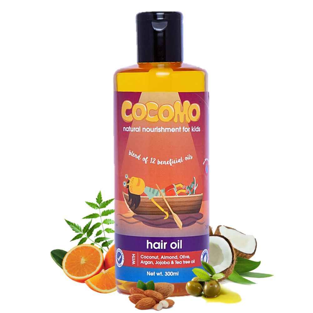 Buy Cocomo Natural 12 in 1 Hair Oil For Kids, Coconut, Argan, Jojoba, Neem, Tea Tree & Other Natural Oils, No Mineral Oil, 300ml (Age: 4+) - Purplle