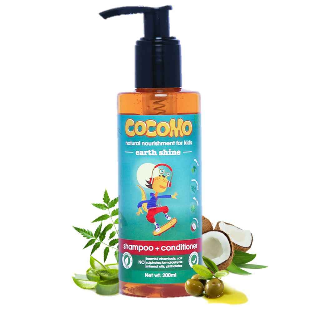 Buy Cocomo Natural Olive & Coconut Oil Kids Shampoo & Conditioner, Citrus Fragrance, Adds Strength & Shine | Earth Shine 200ml (Age: 4+) - Purplle