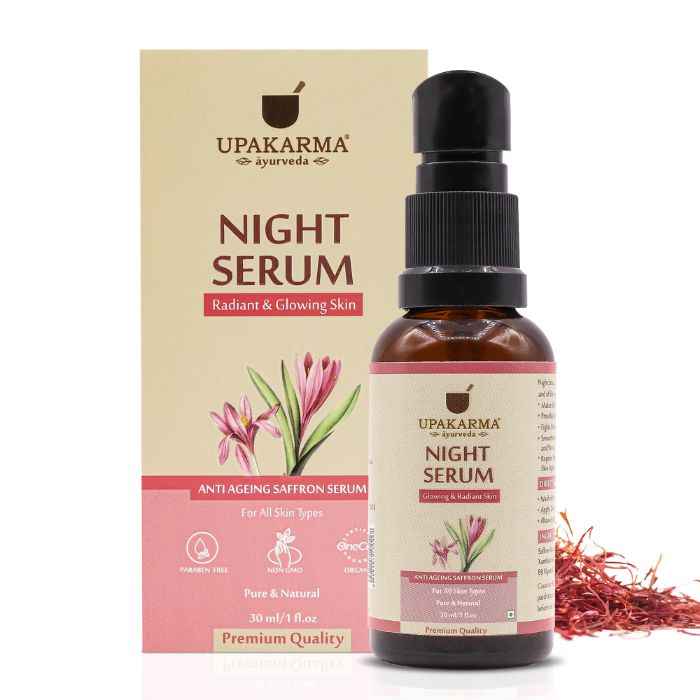 Buy UPAKARMA Night Serum with Saffron for Face Night Skin Repair and Anti Ageing for All Skin Types (30 ml) - Purplle