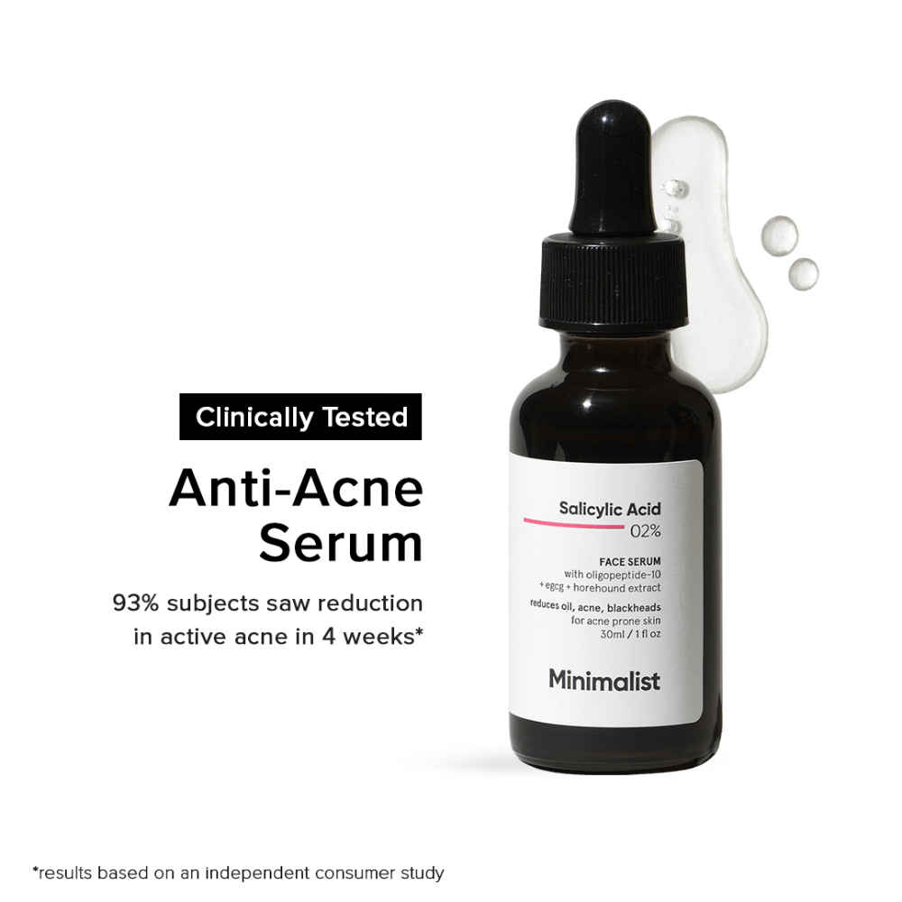 Buy Minimalist 2% Salicylic Acid Face Serum For Acne, Blackheads & Open Pores, 30 ml - Purplle